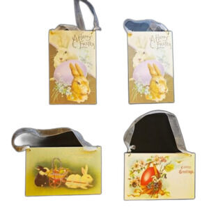 Wooden EASTER VINTAGE POSTCARDS Set of Four! Sold Together. Great Gift Keepsakes